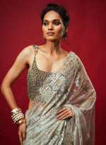 Load image into Gallery viewer, Silver Chantilly Saree