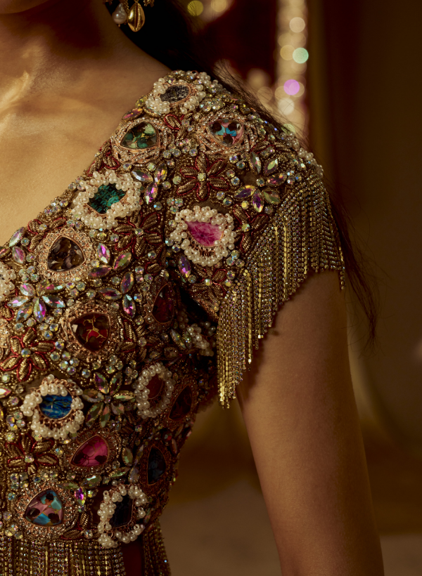 Gold Swarovski & Mint Green Gota Patti Lehenga Set