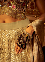 Load image into Gallery viewer, Gold Swarovski & Mint Green Gota Patti Lehenga Set