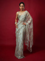 Load image into Gallery viewer, Silver Chantilly Saree