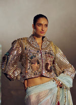 Load image into Gallery viewer, The Modern Maharani Bejeweled Jacket Saree Set