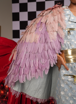 Load image into Gallery viewer, SALMON PINK SHADED FEATHER LONG CAPE