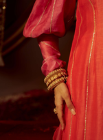 Load image into Gallery viewer, Red Shaded Chanderi Silk Bangled Kurta Set