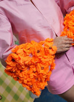 Load image into Gallery viewer, PINK BOLERO WITH ORANGE APPLIQUÈ FLOWERS