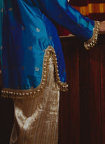 Load image into Gallery viewer, Peacock Blue Silk Farshi Salwar Set