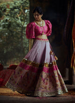 Load image into Gallery viewer, Light Mauve Brocade Silk Lehenga Set