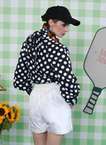 Load image into Gallery viewer, RETRO POLKA DOT BLACK BOW SHIRT