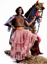 Load image into Gallery viewer, Salmon Pink Ruffle Skirt