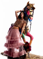 Load image into Gallery viewer, Salmon Pink Ruffle Skirt