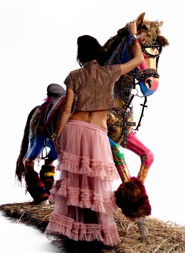 Salmon Pink Ruffle Skirt