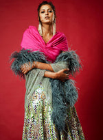 Load image into Gallery viewer, Sky Blue Mirror Work Lehenga Set