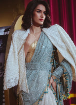 Load image into Gallery viewer, Brocade Corset with Dusty-Green Sequinned Sari