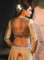 Load image into Gallery viewer, Beige Chanderi Lehenga Set