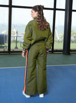 Load image into Gallery viewer, OLIVE GREEN ZIPPER TRACK SUIT WITH SWAROVSKI WATCHES