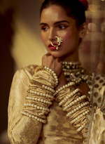 Load image into Gallery viewer, Gold Banarasi & Chanderi Lehenga Set