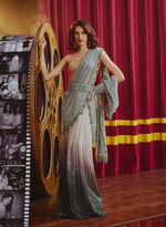 Load image into Gallery viewer, Brocade Corset with Dusty-Green Sequinned Sari – Corset