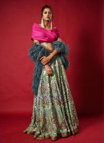 Load image into Gallery viewer, Sky Blue Mirror Work Lehenga Set