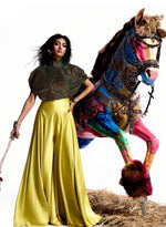 Load image into Gallery viewer, Yellow Satin Skirt/Pant