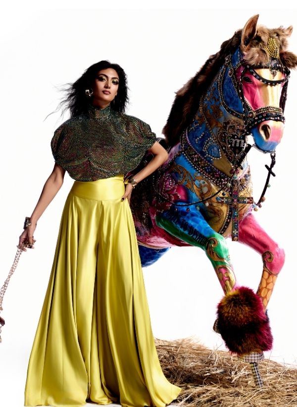 Yellow Satin Skirt/Pant