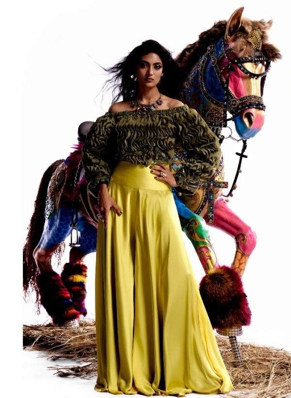 Olive Green Off Shoulder Blouson