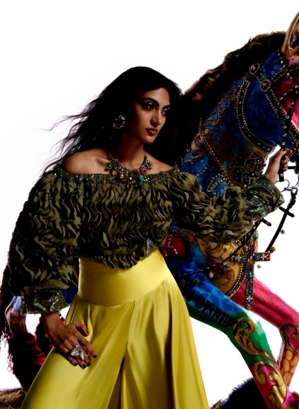 Olive Green Off Shoulder Blouson