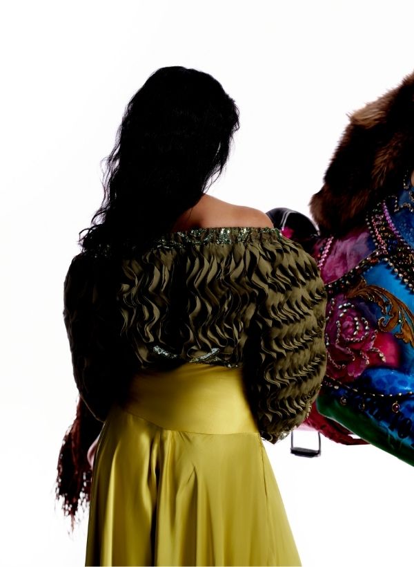 Olive Green Off Shoulder Blouson