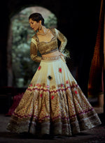 Load image into Gallery viewer, Cream Chanderi Lehenga Set