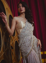 Load image into Gallery viewer, Brocade Corset with Beige Sequinned Sari – Corset