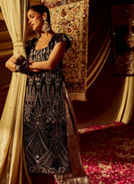 Load image into Gallery viewer, Black Embellished Velvet Kurta Set
