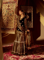 Load image into Gallery viewer, Black Velvet Bejewelled Sharara Set