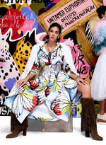 Load image into Gallery viewer, Blue Multi-Colored Butterfly Shirt Dress