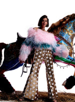 Load image into Gallery viewer, Gold Sequin Bootleg Trousers