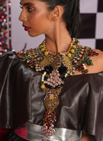 Load image into Gallery viewer, BLACK TAFFETA ASYMMETRIC OFF-SHOULDER DRESS AND A SWAROVSKI NECKLINE