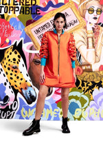 Load image into Gallery viewer, Orange Taffeta Zipper Dress