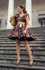 Load image into Gallery viewer, BURGUNDY VOLUMNIOUS RUFFLED FROCK DRESS