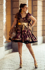 Load image into Gallery viewer, BURGUNDY VOLUMNIOUS RUFFLED FROCK DRESS