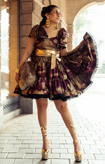 Load image into Gallery viewer, BURGUNDY VOLUMNIOUS RUFFLED FROCK DRESS