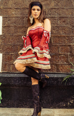 Load image into Gallery viewer, METALLIC RED OFF-SHOULDER DRESS