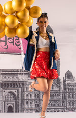 Load image into Gallery viewer, RED SEQUINCED BALLOON SKIRT