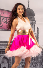 Load image into Gallery viewer, GRADIENT PINK SILK FEATHER DRESS