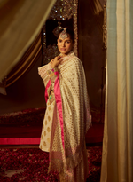 Load image into Gallery viewer, Cream Embellished Banarasi Silk &amp; Chanderi Kurta Set
