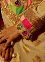 Load image into Gallery viewer, Cream Embellished Banarasi Silk &amp; Chanderi Kurta Set
