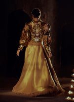 Load image into Gallery viewer, Metallic Gold  organza flared voluminous skirt
