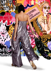 Silver Off Shoulder Jumpsuit
