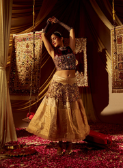 Wine & Gold Frock Style Skirt Set