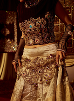 Load image into Gallery viewer, Wine &amp; Gold Frock Style Skirt Set
