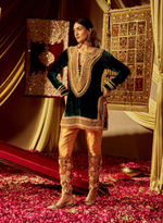Load image into Gallery viewer, Dark Green &amp; Gold Embellished Kurta Set
