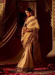 Swarovski  Embellished Gold Banarasi Saree