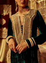 Load image into Gallery viewer, Dark Green &amp; Gold Embellished Kurta Set
