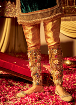 Load image into Gallery viewer, Dark Green &amp; Gold Embellished Kurta Set
